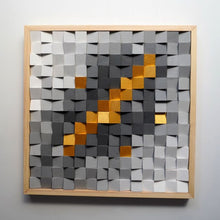 Load image into Gallery viewer, Gold and Gray colour combination Modern Wooden pixel Wall sculpture.-Home Décor-Claymango.com