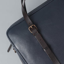 Load image into Gallery viewer, navy leather laptop briefcase
