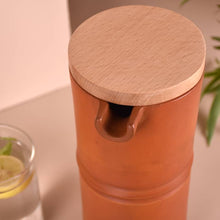 Load image into Gallery viewer, Minimal and Sleek Handmade Terracotta Jug + set of 6 clay glasses combo for your Home/Office/Dinning and Table top - Double fired from Earthen collection - 1000ml/1 litre-Terracotta-Claymango.com
