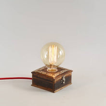 Load image into Gallery viewer, Vintage Wooden chest table top lamp with light intensity regulator for your home and workspace + Bulb-Lamp-Claymango.com