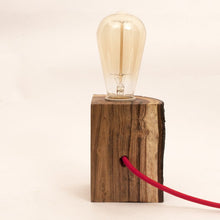 Load image into Gallery viewer, Natural wood triangle cut out Table top Lamp + Edison bulb-Lamp-Claymango.com