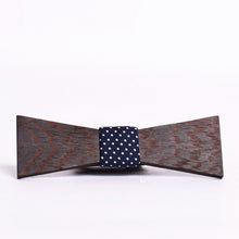 Load image into Gallery viewer, triangle full blue dots Wooden Bowtie Pocket Square - TFC1P11-Mens Accessories-Claymango.com