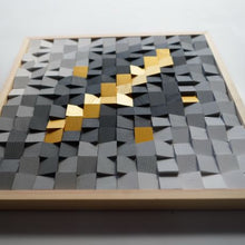 Load image into Gallery viewer, Gold and Gray colour combination Modern Wooden pixel Wall sculpture.-Home Décor-Claymango.com