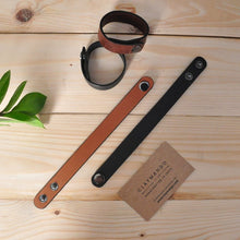 Load image into Gallery viewer, Minimal genuine leather wrist bands - set of 2 (black+ Brown)-Mens Accessories-Claymango.com