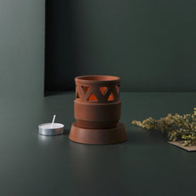 Load image into Gallery viewer, SAMARA handcrafted terracotta Tealight lamp (minimal & Contemporary) for your study table, dining table, side table from Festive collection-Terracotta-Claymango.com