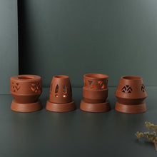 Load image into Gallery viewer, SET OF 4 - Handcrafted terracotta Tealight lamp (minimal & Contemporary) for your study table, dining table, side table from Festive collection-Terracotta-Claymango.com