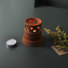 Load image into Gallery viewer, SAMARA handcrafted terracotta Tealight lamp (minimal & Contemporary) for your study table, dining table, side table from Festive collection-Terracotta-Claymango.com