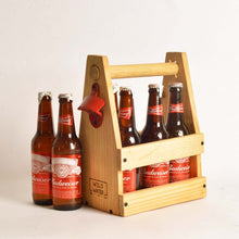 Load image into Gallery viewer, Weekend essential Wooden Beer Crate / Beer carrier with bottle opener- White wood-Bar Accessories-Claymango.com