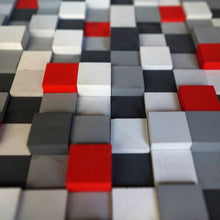 Load image into Gallery viewer, Gradient gray and Red colour Modern Wooden pixel Wall sculpture.-Home Décor-Claymango.com