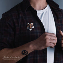 Load image into Gallery viewer, Wolf Brooch from Mother of Pearl series - 17 intricate hand inlaid MOP jewels.-Mens Accessories-Claymango.com