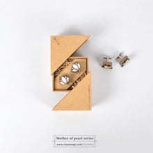 Load image into Gallery viewer, Cuff links from Lotus collection made out of wood and hand inlaid mother of pearl-Mens Accessories-Claymango.com
