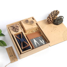 Load image into Gallery viewer, Assorted Gift hamper from Twofolds - 1 Lion brooch + 1 Lion cufflinks + 1 Best man's Bowtie and a Ikat wallet-Gift Box-Claymango.com