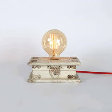 Load image into Gallery viewer, Vintage Wooden White chest table top lamp with light intensity regulator for your home and workspace + Bulb-Lamp-Claymango.com