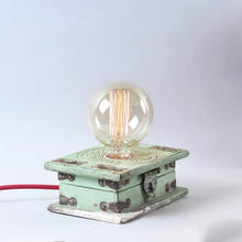 Load image into Gallery viewer, Vintage Wooden teal chest table top lamp with light intensity regulator for your home and workspace + Bulb-Lamp-Claymango.com