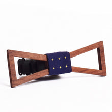 Load image into Gallery viewer, Light brown triangle blue plus Wooden Bow Tie Pocket Square -TFC1P04-Mens Accessories-Claymango.com