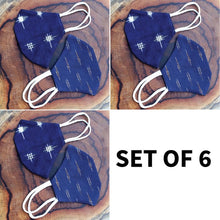 Load image into Gallery viewer, Set of 6 Reusable/Washable Ikat Handloom fabric face mask with zero irritation elastic material-Essentials-Claymango.com