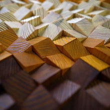 Load image into Gallery viewer, Natural oil and multicolour stain Gradient Modern Wooden pixel Wall sculpture.-Home Décor-Claymango.com