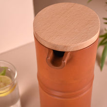 Load image into Gallery viewer, Minimal & Sleek HandmadeTerracotta earthen Jug/Clay Pitcher for your Home/Office/Dinning and Table top - Double fired from Earthen collection - 1000ml/1 litre with Wooden lid-Terracotta-Claymango.com