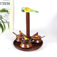 Load image into Gallery viewer, Table top Jar Set (3) With Spoons In Sheesham Wood from Chidaiya collection - C1-Kitchen Accessories-Claymango.com