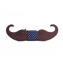 Load image into Gallery viewer, Wooden moustache Blue dots Bow tie Pocket Square - TFC1P03-Mens Accessories-Claymango.com