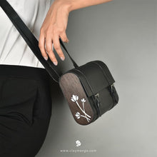 Load image into Gallery viewer, "Sarsez Lilly " Cross body | sling bag handcrafted in genuine nappa leather, Mother of pearl and premium wood.-Bags-Claymango.com