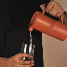 Load image into Gallery viewer, Minimal & Sleek HandmadeTerracotta earthen Jug/Clay Pitcher for your Home/Office/Dinning and Table top - Double fired from Earthen collection - 1000ml/1 litre with Wooden lid-Terracotta-Claymango.com