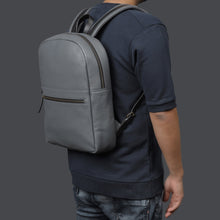 Load image into Gallery viewer, Grey leather laptop backpack
