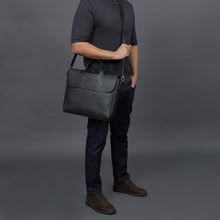 Load image into Gallery viewer, black leather briefcase for men
