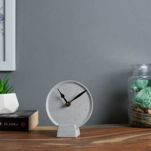 Concrete Round Tabletop Clock Grey-Home Décor-Claymango.com
