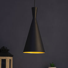 Load image into Gallery viewer, Black Metal Single Cone Hanging Light
