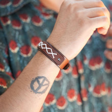 Load image into Gallery viewer, Kubek - Criss-Cross genuine leather wrist bands - Set of 2 (black+ Brown)