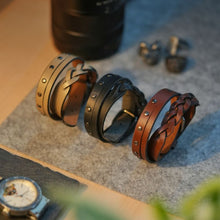 Load image into Gallery viewer, Kubek-Braided genuine leather wrist bands two fold