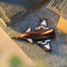 Load image into Gallery viewer, Dassault Rafale Mother of Pearl Wooden Brooch - from Fighter jet collectible series