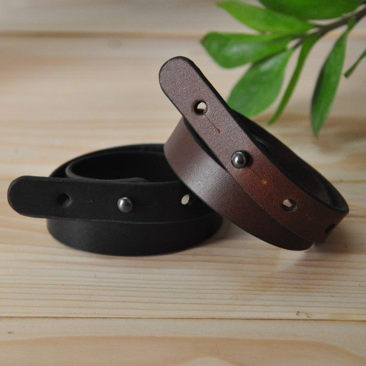 Kubek-Minimal genuine leather wrist bands two fold set of (black+ Brown)
