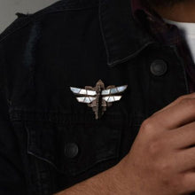 Load image into Gallery viewer, Dragonfly Brooch(White MOP) - Handcrafted Mother Of Pearl Inlaid brooch from Seafret collection.-Mens Accessories-Claymango.com