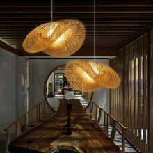 Load image into Gallery viewer, S Curve - Unique handmade Woven Hanging Pendant Light, Natural/Bamboo Pendant Light for Home restaurants and offices.