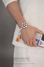 Load image into Gallery viewer, Sersez Mother of Pearl Multifunctional Rakhi with Silk yarn braiding(Rakhi+Brooch)