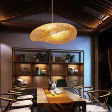 Load image into Gallery viewer, S Curve - Unique handmade Woven Hanging Pendant Light, Natural/Bamboo Pendant Light for Home restaurants and offices.