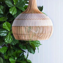 Load image into Gallery viewer, Tumip(White)- Unique handmade Woven Hanging Pendant Light, Natural/Cane Pendant Light for Home restaurants and offices.