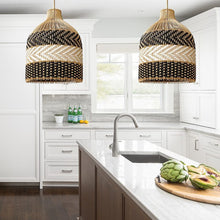 Load image into Gallery viewer, Torchic Cane(B&W)- Unique handmade Woven Hanging Pendant Light, Natural/Cane Pendant Light for Home restaurants and offices.
