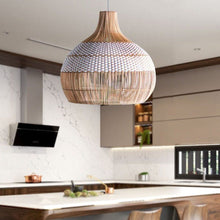 Load image into Gallery viewer, Tumip(White)- Unique handmade Woven Hanging Pendant Light, Natural/Cane Pendant Light for Home restaurants and offices.