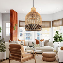 Load image into Gallery viewer, Torchic Cane- Unique handmade Woven Hanging Pendant Light, Natural/Cane Pendant Light for Home restaurants and offices.