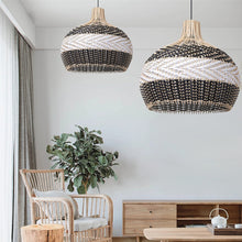 Load image into Gallery viewer, Tumip(B&W) - Unique handmade Woven Hanging Pendant Light, Natural/Cane Pendant Light for Home restaurants and offices.