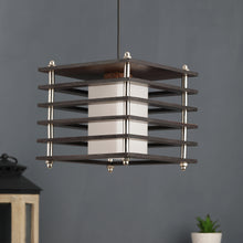 Load image into Gallery viewer, Wooden Square Hanging Light White Glass