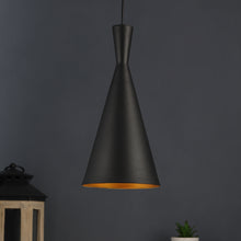 Load image into Gallery viewer, Black Metal Single Cone Hanging Light