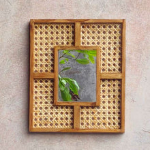 Load image into Gallery viewer, Mid Century Teak Cane Mirror