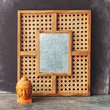 Load image into Gallery viewer, Mid Century Teak Cane Mirror