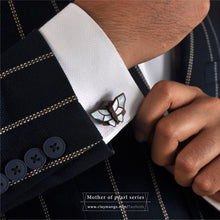Load image into Gallery viewer, Butterfly - White Mother of pearl inlaid handcrafted cufflinks
