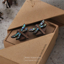 Load image into Gallery viewer, Dragonfly - Mother of pearl inlaid handcrafted cufflinks
