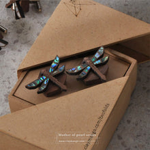 Load image into Gallery viewer, Dragonfly - Mother of pearl inlaid handcrafted cufflinks